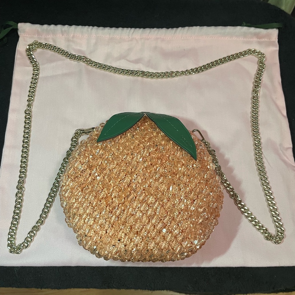 Kate Spade Bellini Embellished Crochet 3d Peach Crossbody